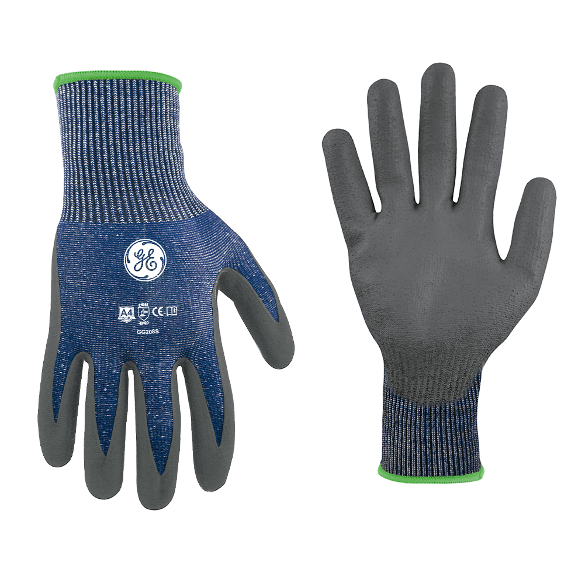 General Electric Cut Resistant Gloves,13 GA Blue/Gray, 1 pair, L